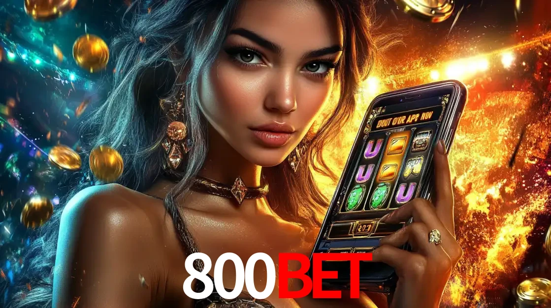 Mulher elegante mostrando um jogo de caça-níqueis em seu smartphone, destacando a experiência de cassino móvel oferecida pelo aplicativo 800BET.